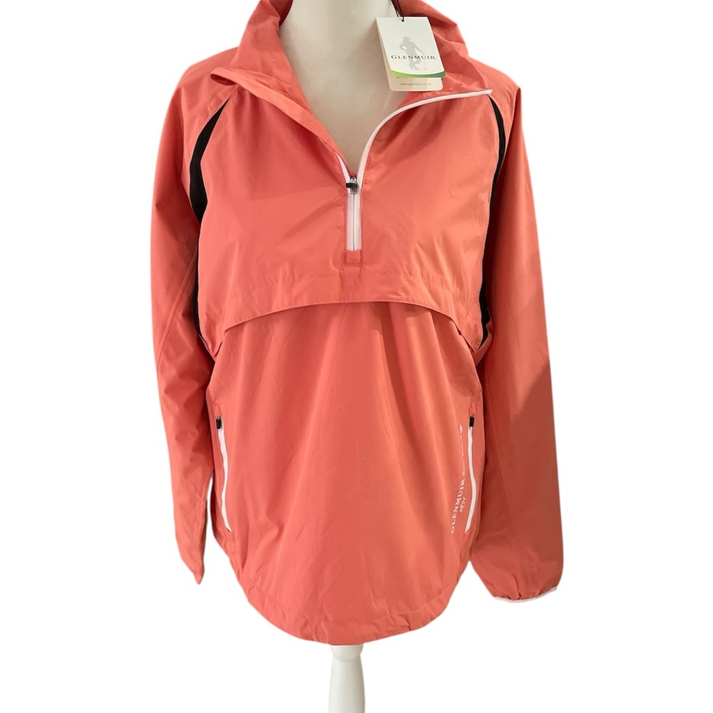 Ladies Glenmuir 1/4 Zip Pull On Jacket Wind Resistant Apricot/White Teflon New M